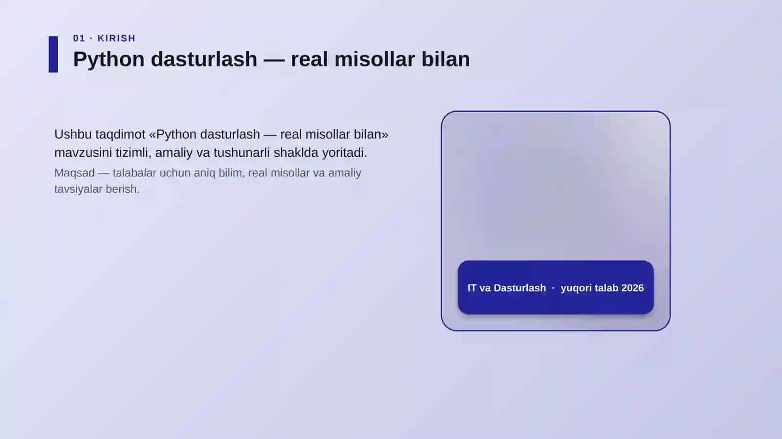 Python dasturlash — real misollar bilan 4