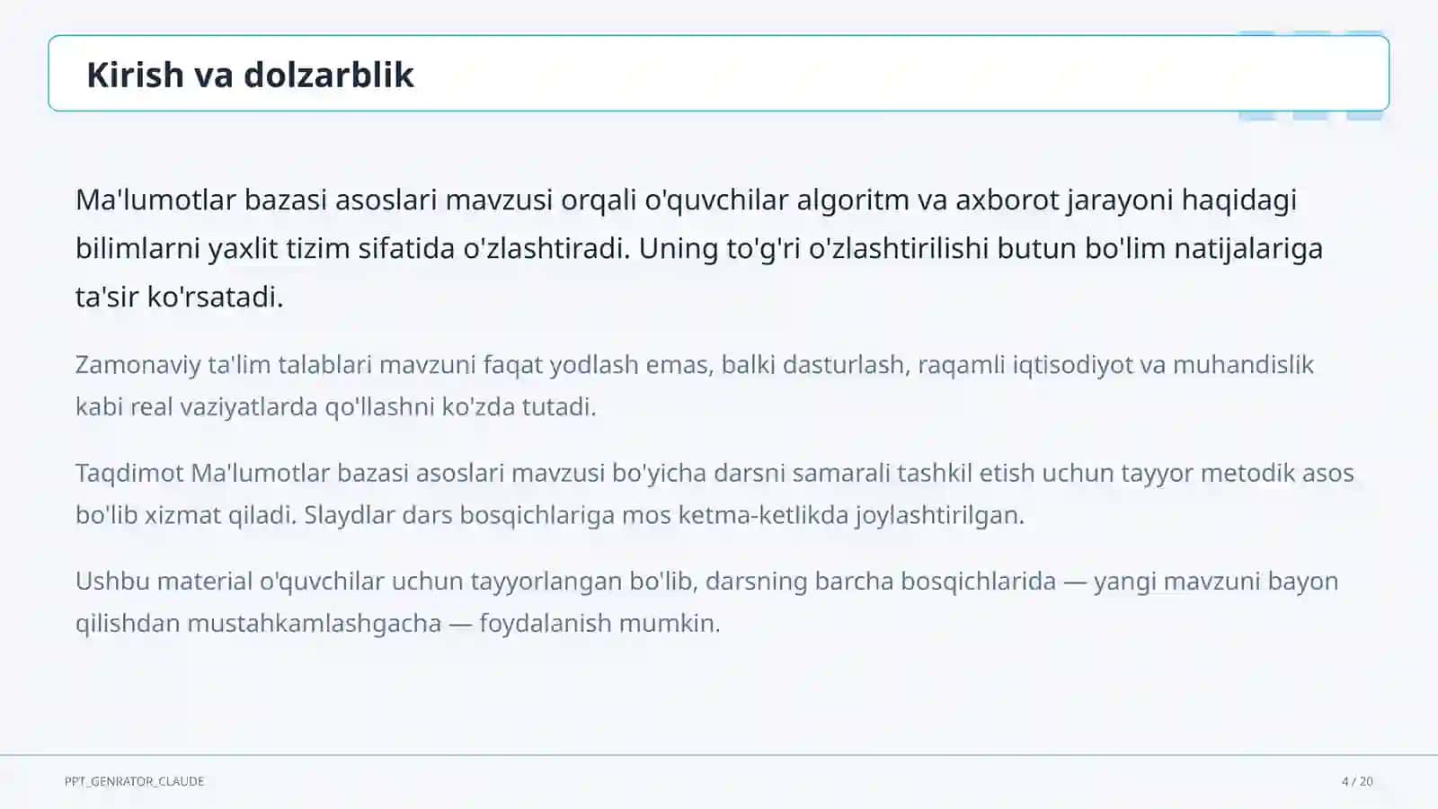 Ma'lumotlar bazasi asoslari (9-sinf) 4