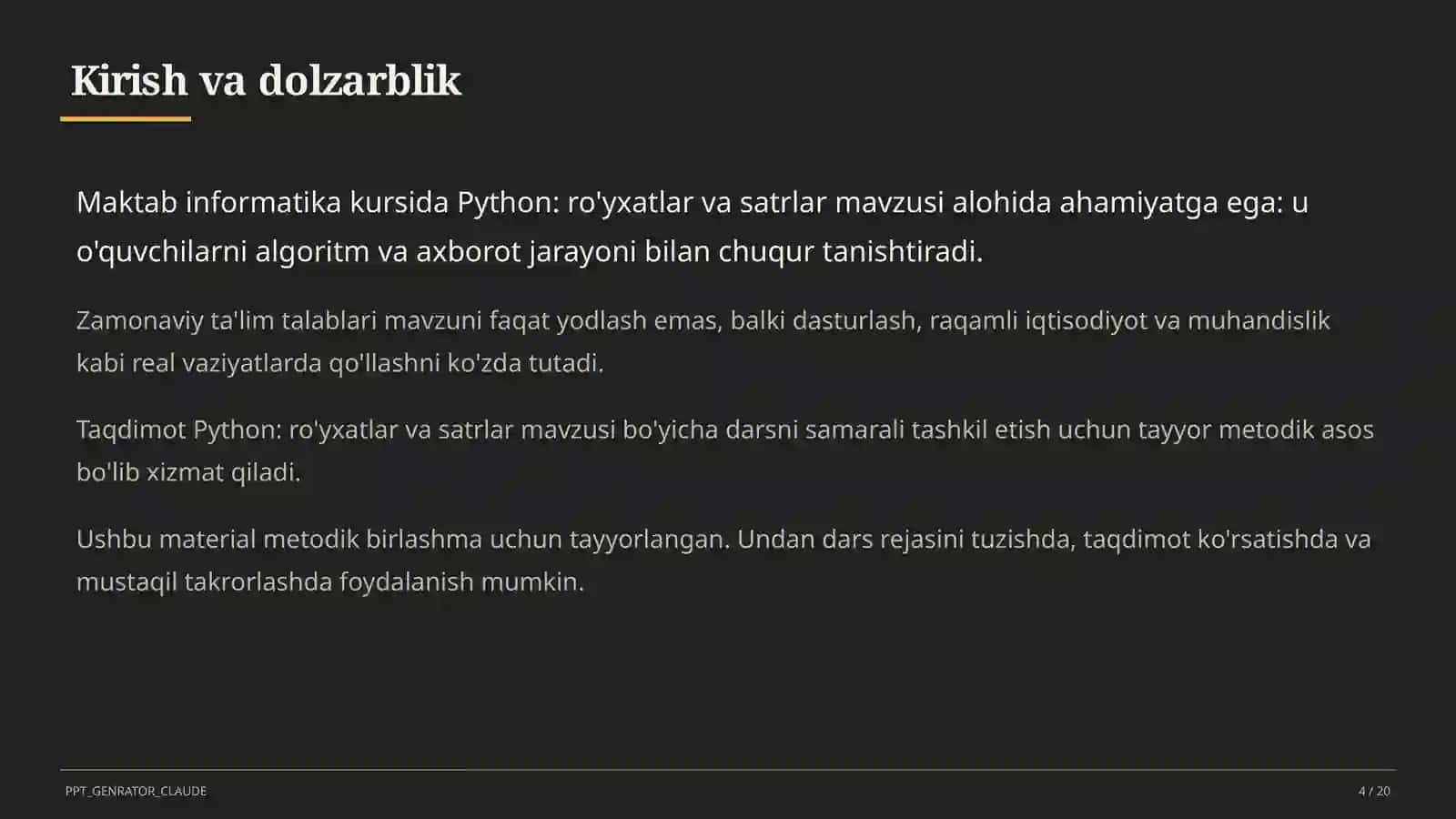 Python: ro'yxatlar va satrlar (9-sinf) 4