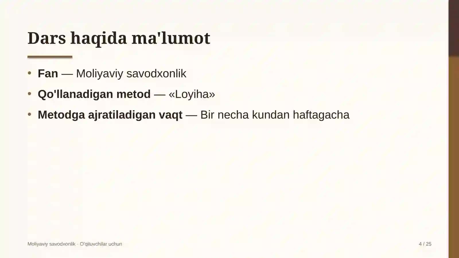 moliyaviy savodxonlik darslarida loyiha metodidan foydalanish 3048 4