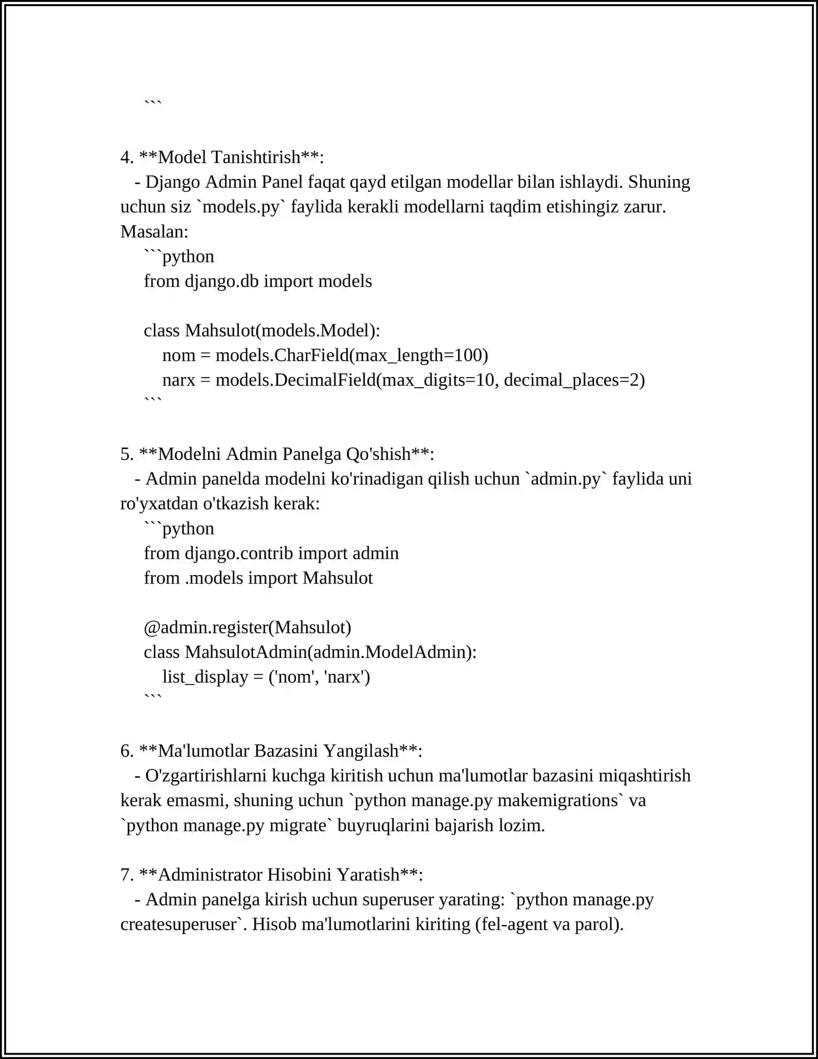 DJANGO ADMIN PANEL BILAN ISHLASH 4