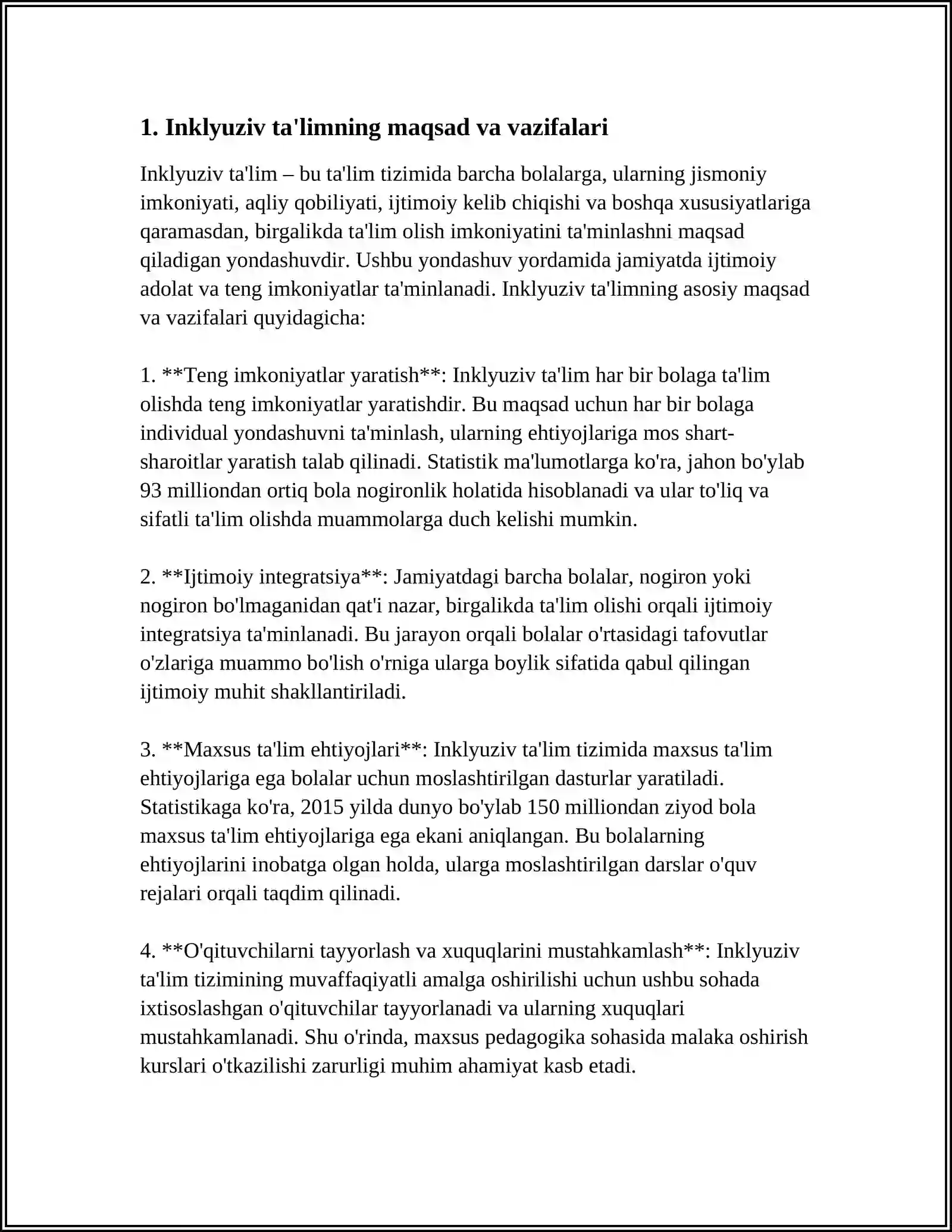 IMKONIYATI CHEKLANGAN BOLALARNI INKLYUZIV TA'LIM VA TARBIYALASH 4