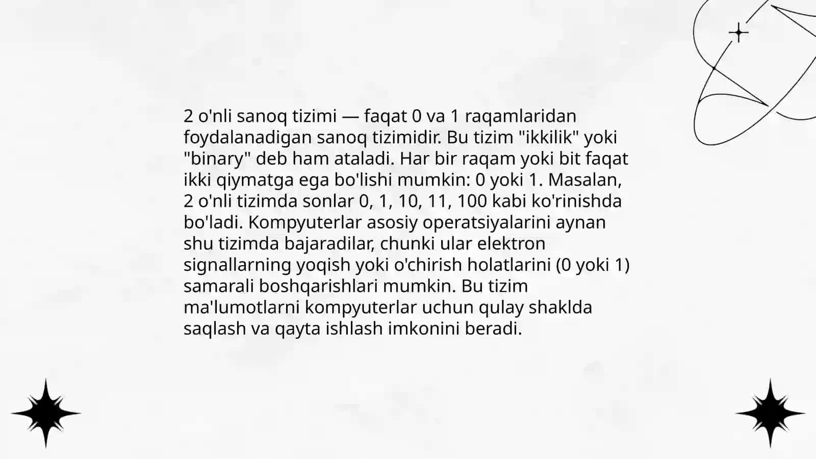Amaliy mashgʻulotlarga tayyorgarlik koʻrish. Sanoq sistemalari va algoritmlar 4
