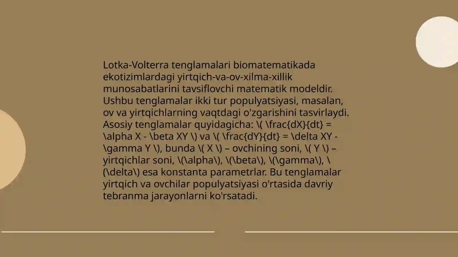 Yirtqich-oʻlja tizimlarining asosiy teorematik tamoyillari 4