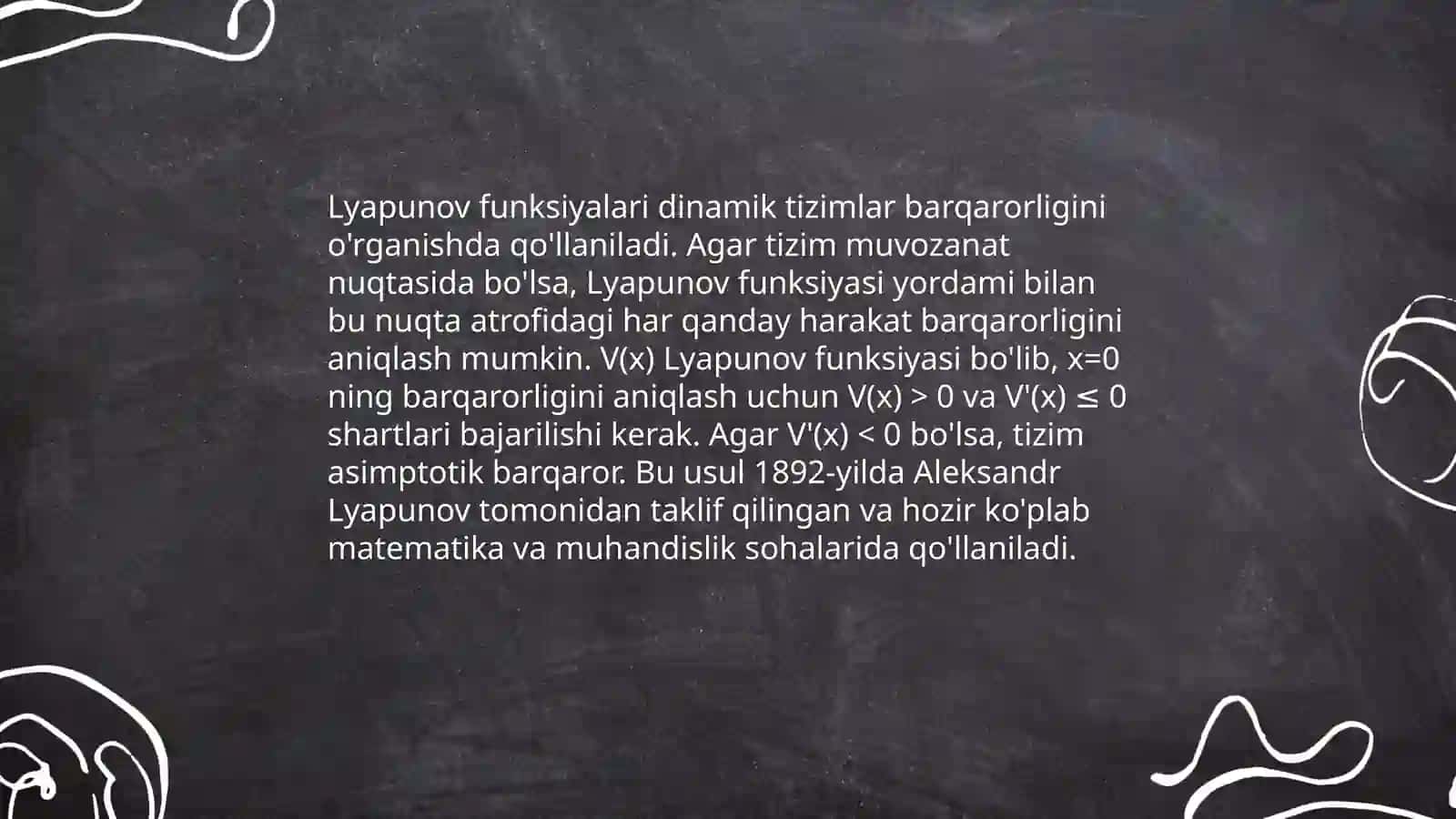 Lyapunov maʼnosida turgʻunlik 4
