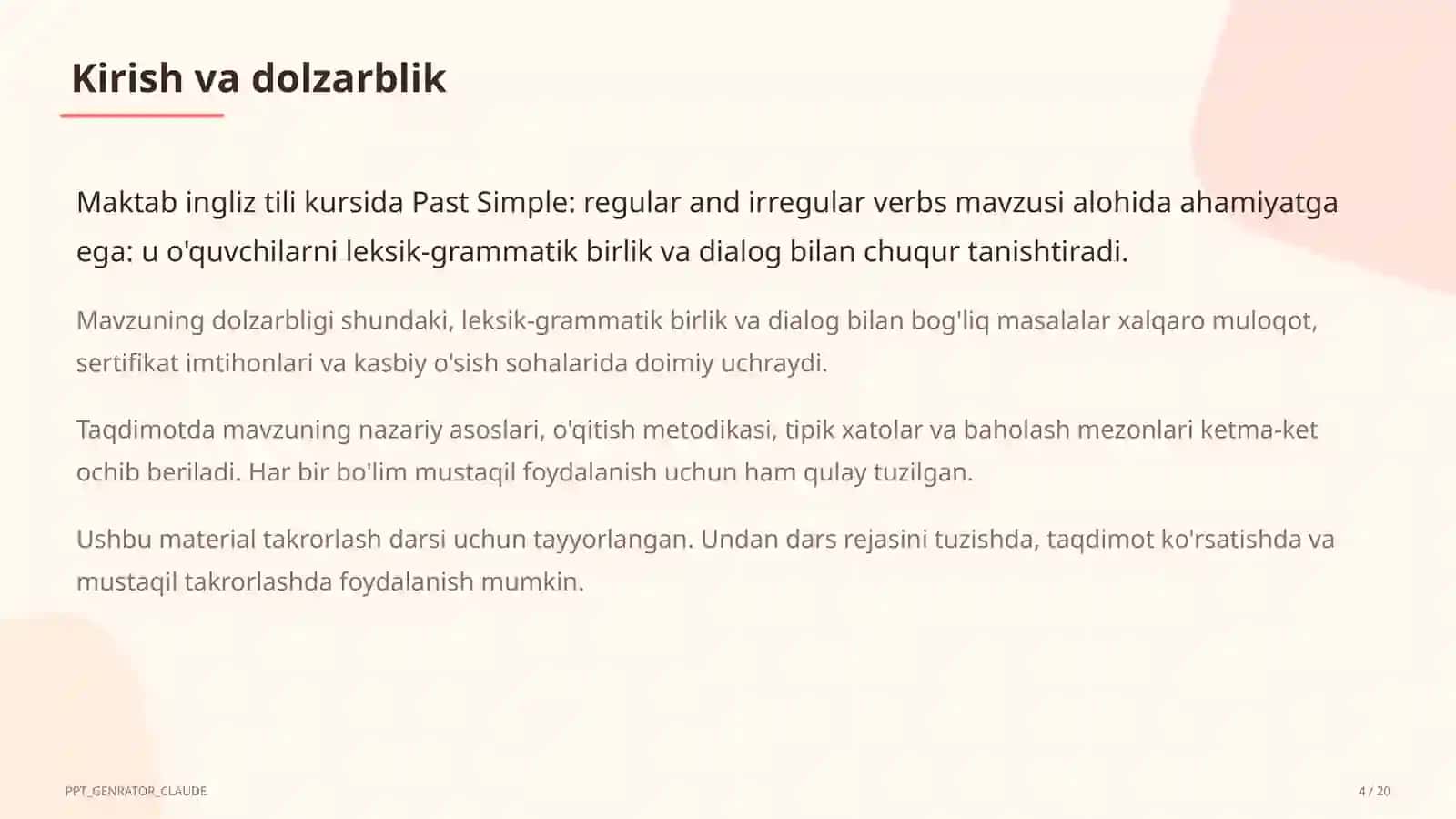 Past Simple: regular and irregular verbs (6-sinf) 3