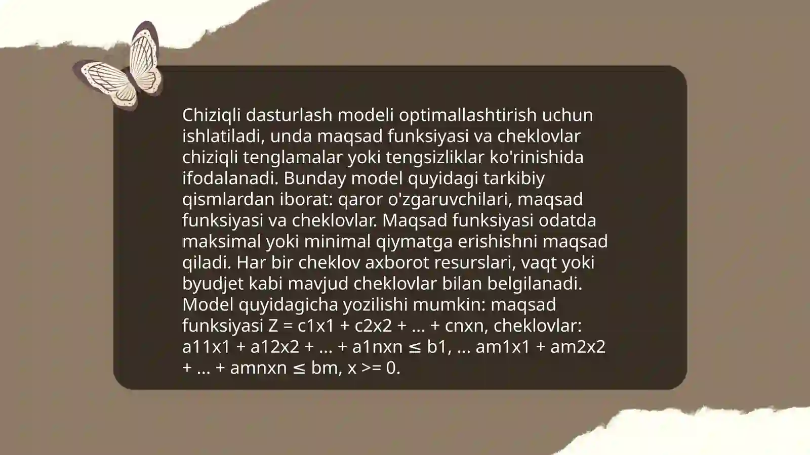 Simpleks usuli. Simpleks jadvallari 4