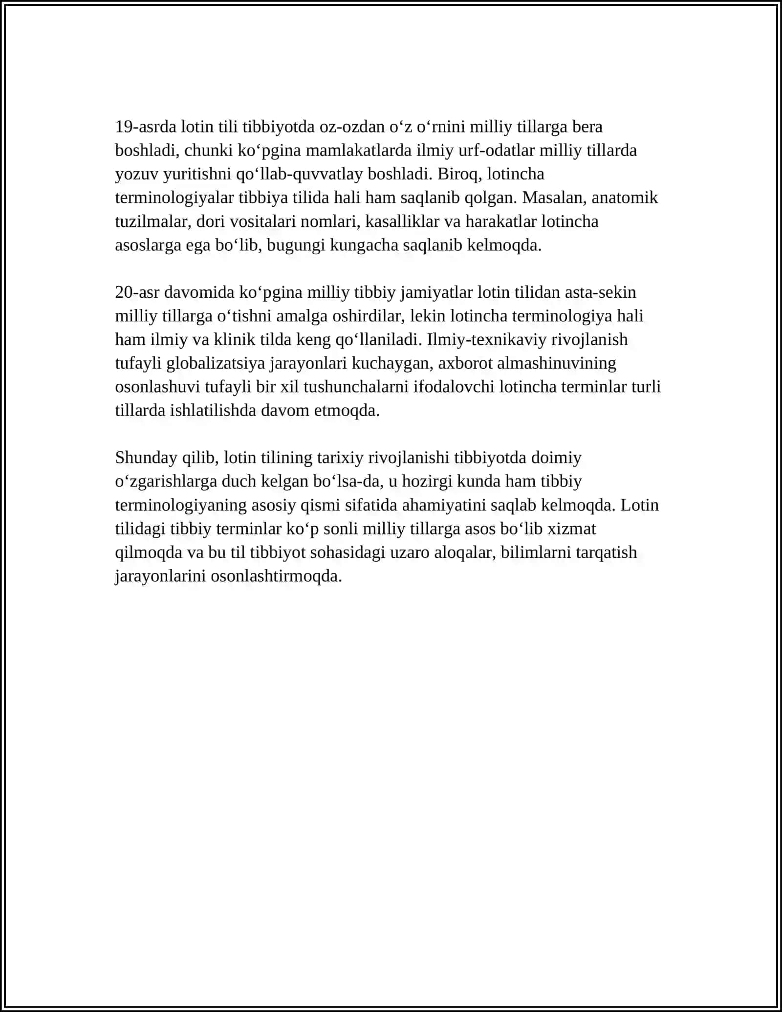 LOTIN TILINING TIBBIYOTDAGI O'RNI VA AHAMIYATI 4
