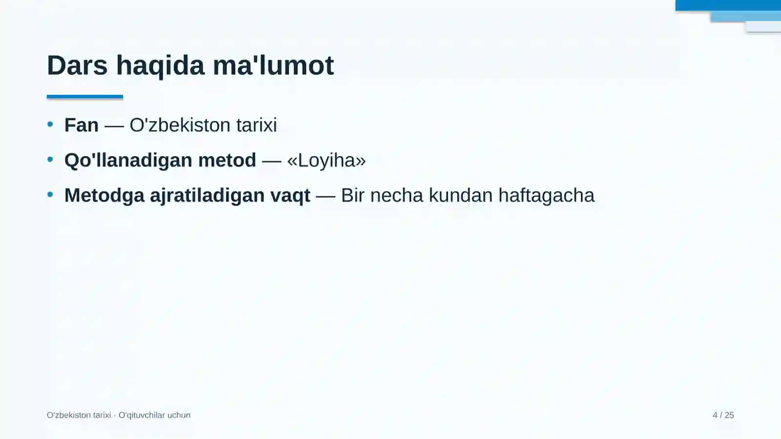 o'zbekiston tarixi darslarida loyiha metodidan foydalanish 6438 4