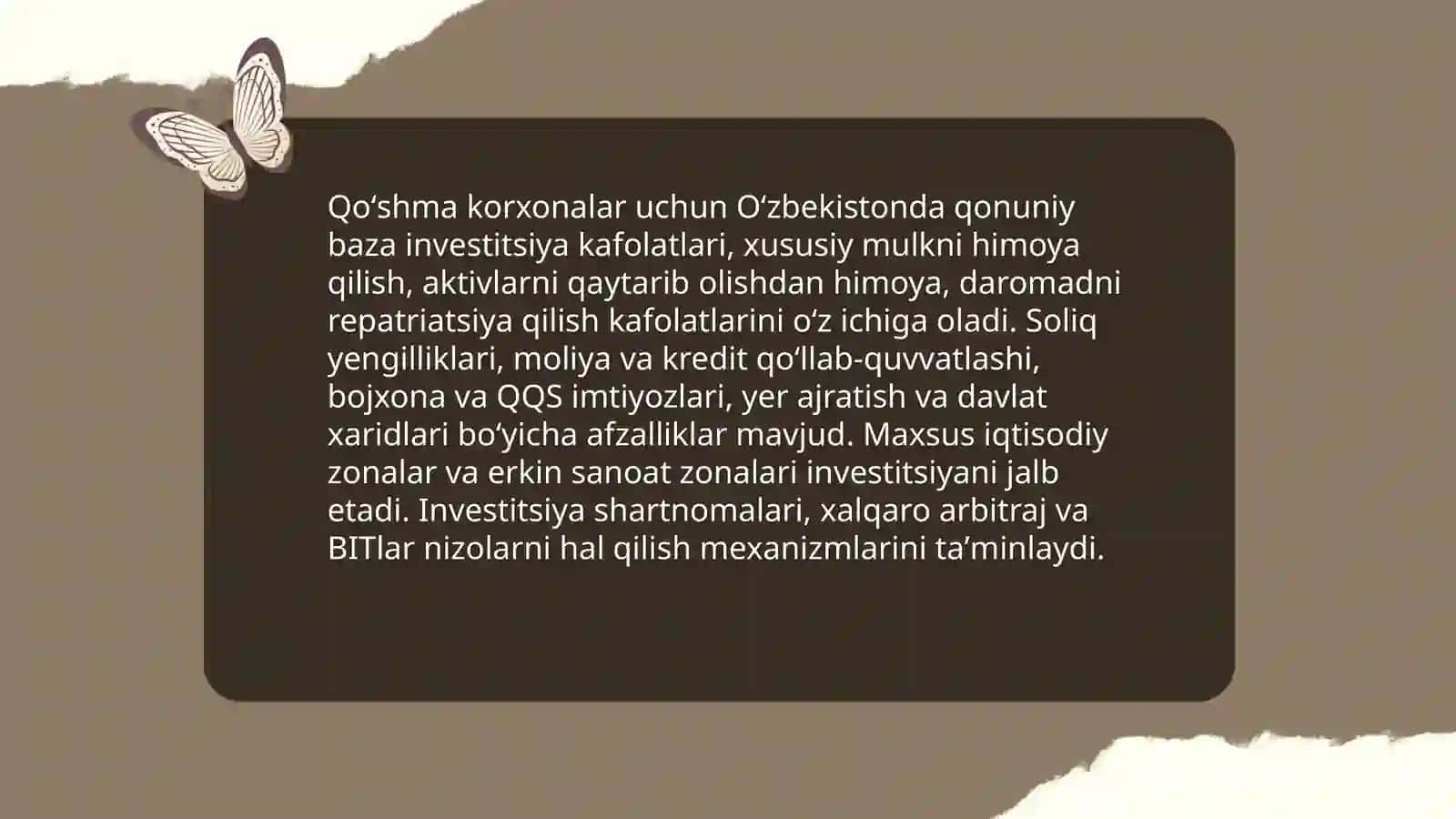 Oʻzbekistonda sanoatning rivojlanishi Qoʻshma korxonalar faoliyati 4