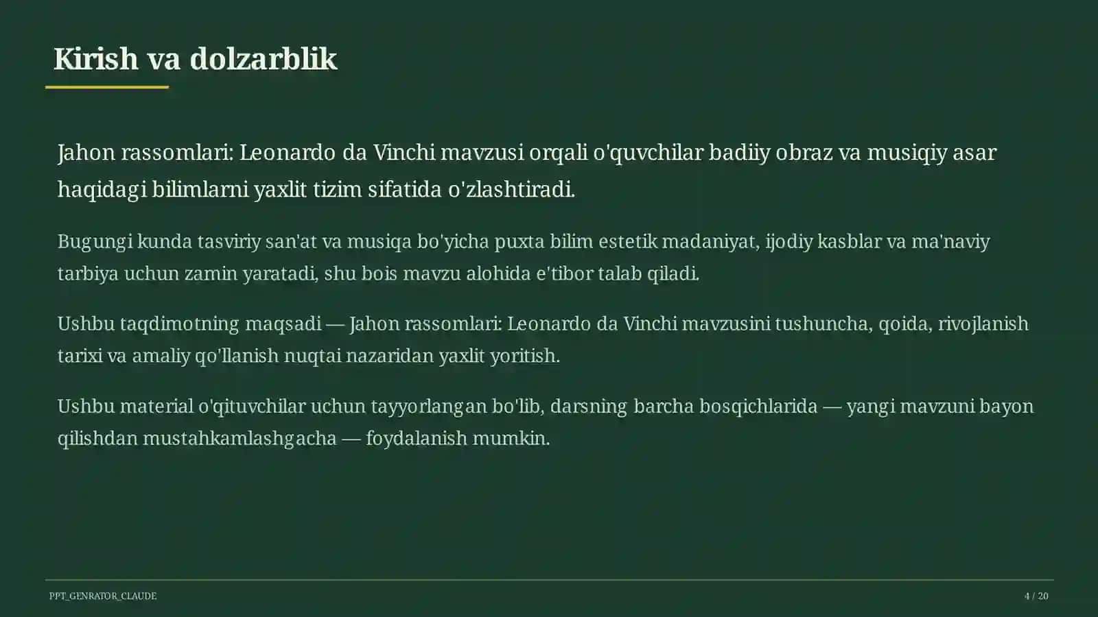 Jahon rassomlari: Leonardo da Vinchi (7-sinf) 4