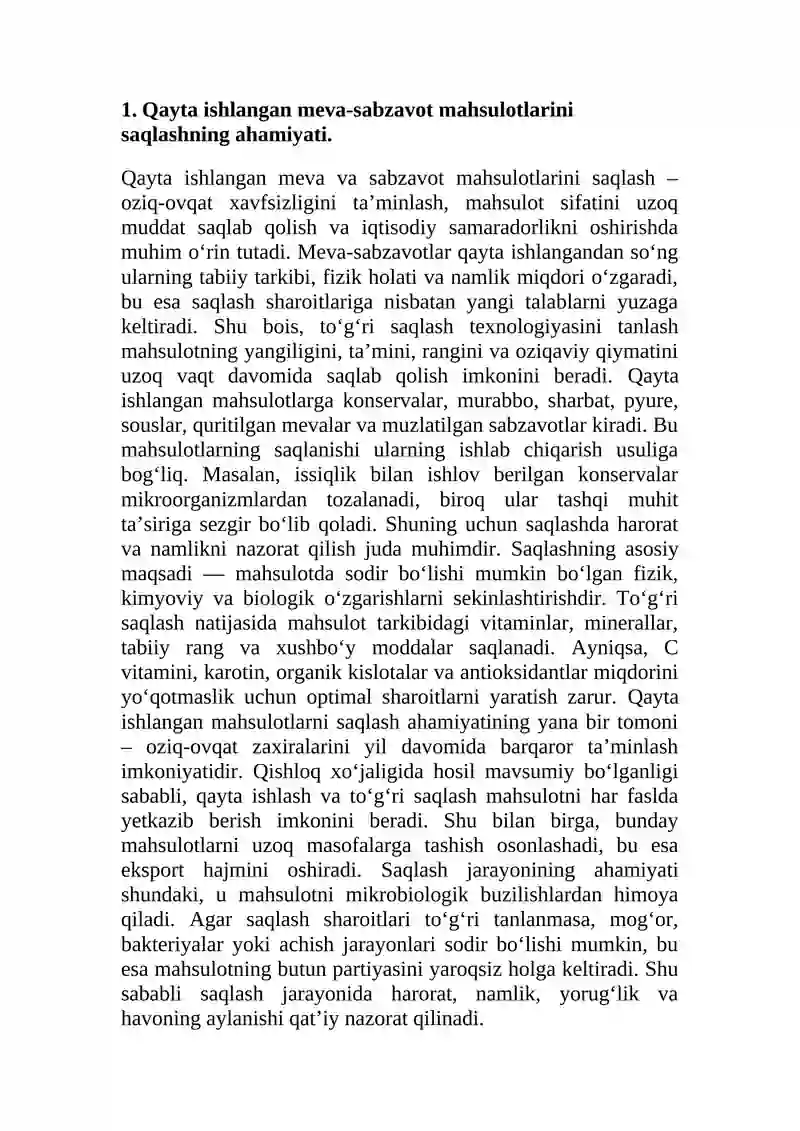 Qayta ishlangan meva - sabzavot maxsulotlarini saqlash texnologiyasi. 4