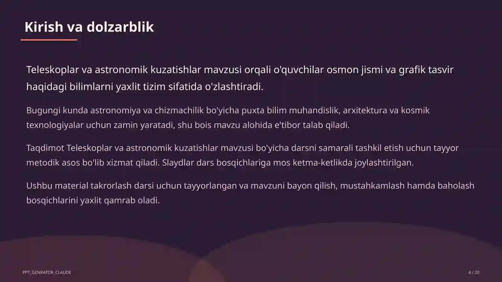 Teleskoplar va astronomik kuzatishlar (10-sinf) 4