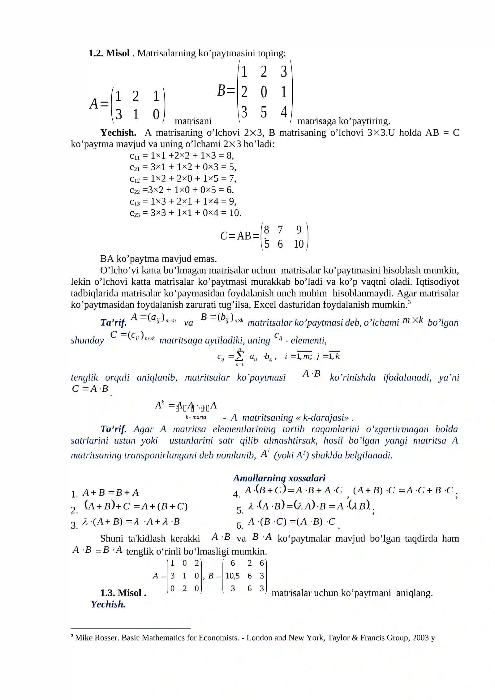 Matrisa va uning ustida amallar 4