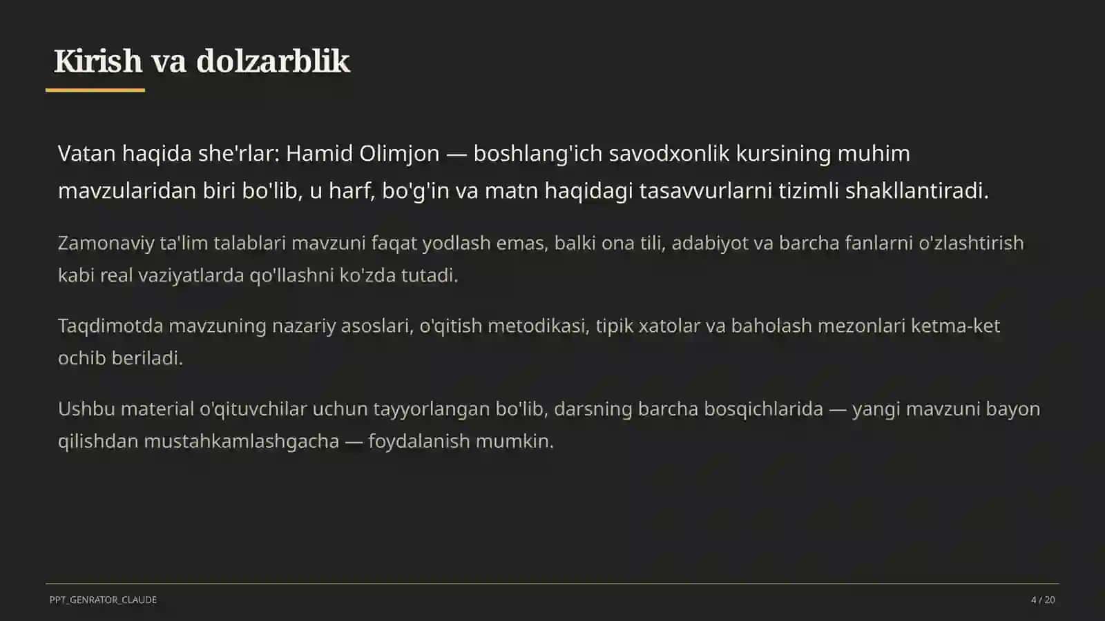 Vatan haqida she'rlar: Hamid Olimjon (4-sinf) 4