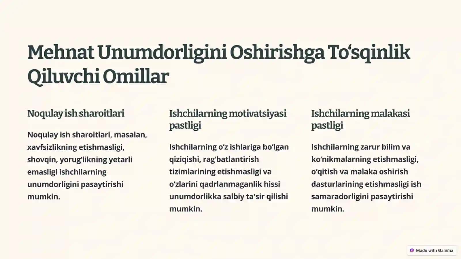 Mehnat unumdorligi: Tushunchasi, O‘lchash Omillari va Rezervlari 4