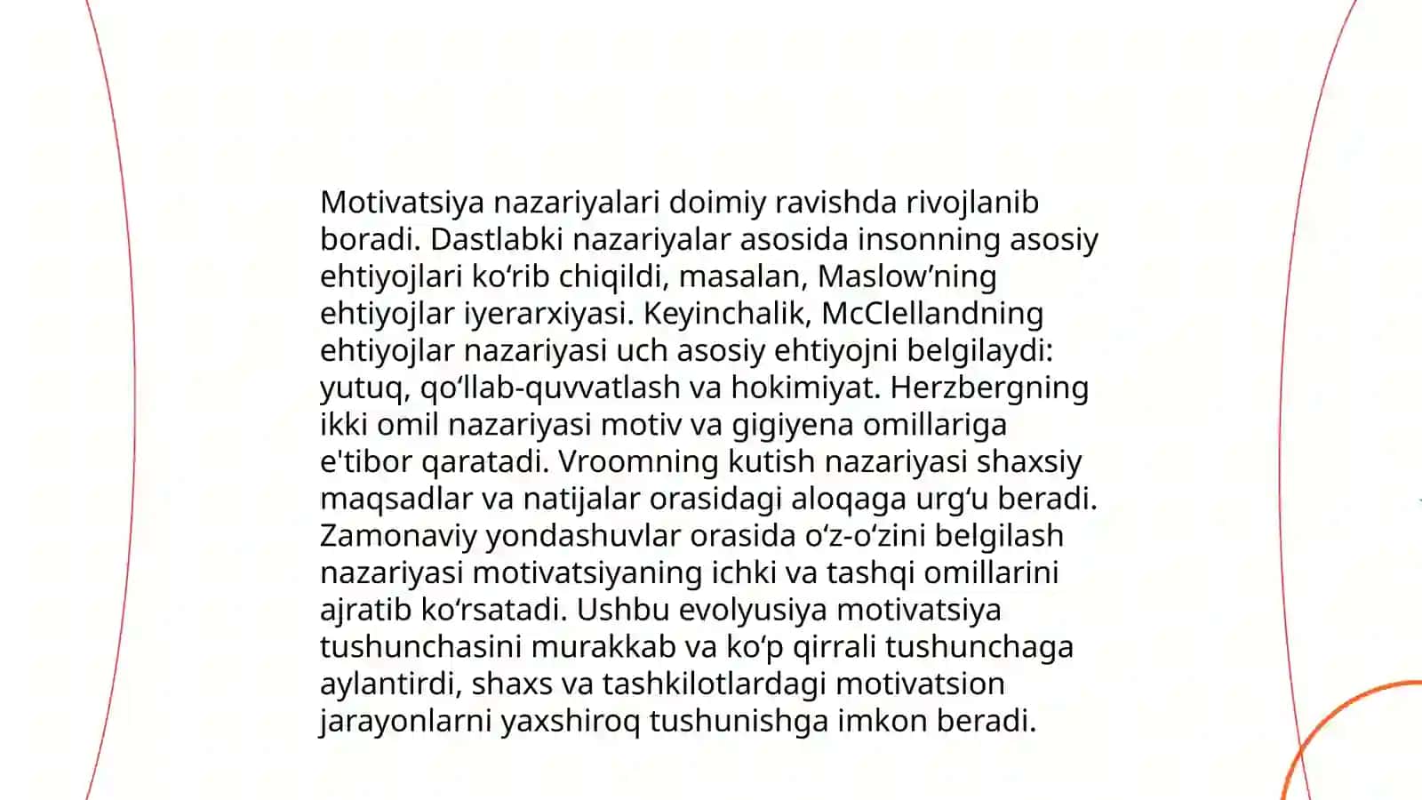 Biznesda motivatsiyaning ahamiyati. Tushunchasi va evolyusiyasi 4