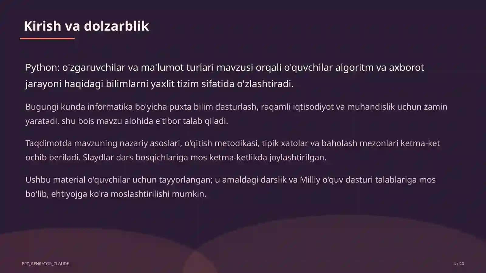 Python: o'zgaruvchilar va ma'lumot turlari (8-sinf) 1