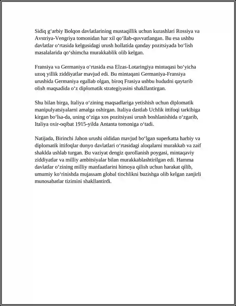 BIRINCHI JAHON URISHI YILLARIDA XALQARO MUNOSABATLAR VA DIPLOMATIYA 4