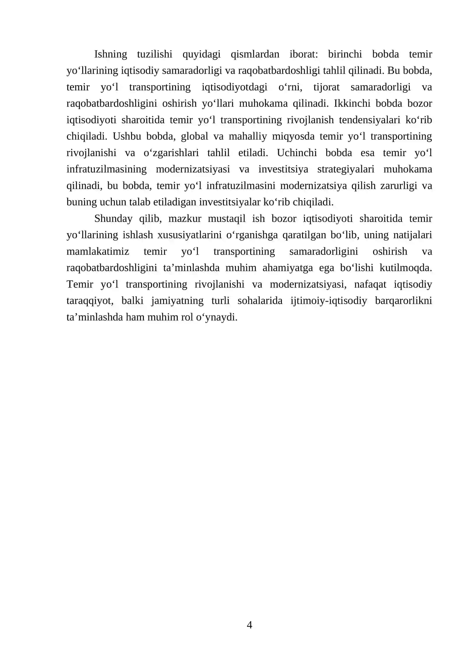 Bozor iqtisodiyoti sharoitida temir yoʻllarining ishlash xususiyatlari 4