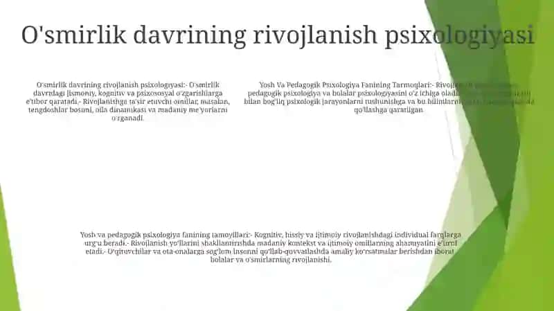 Yosh Va Pedagogik Psixologiya Fanining Tarmoqlari Va Tamoyillari 4