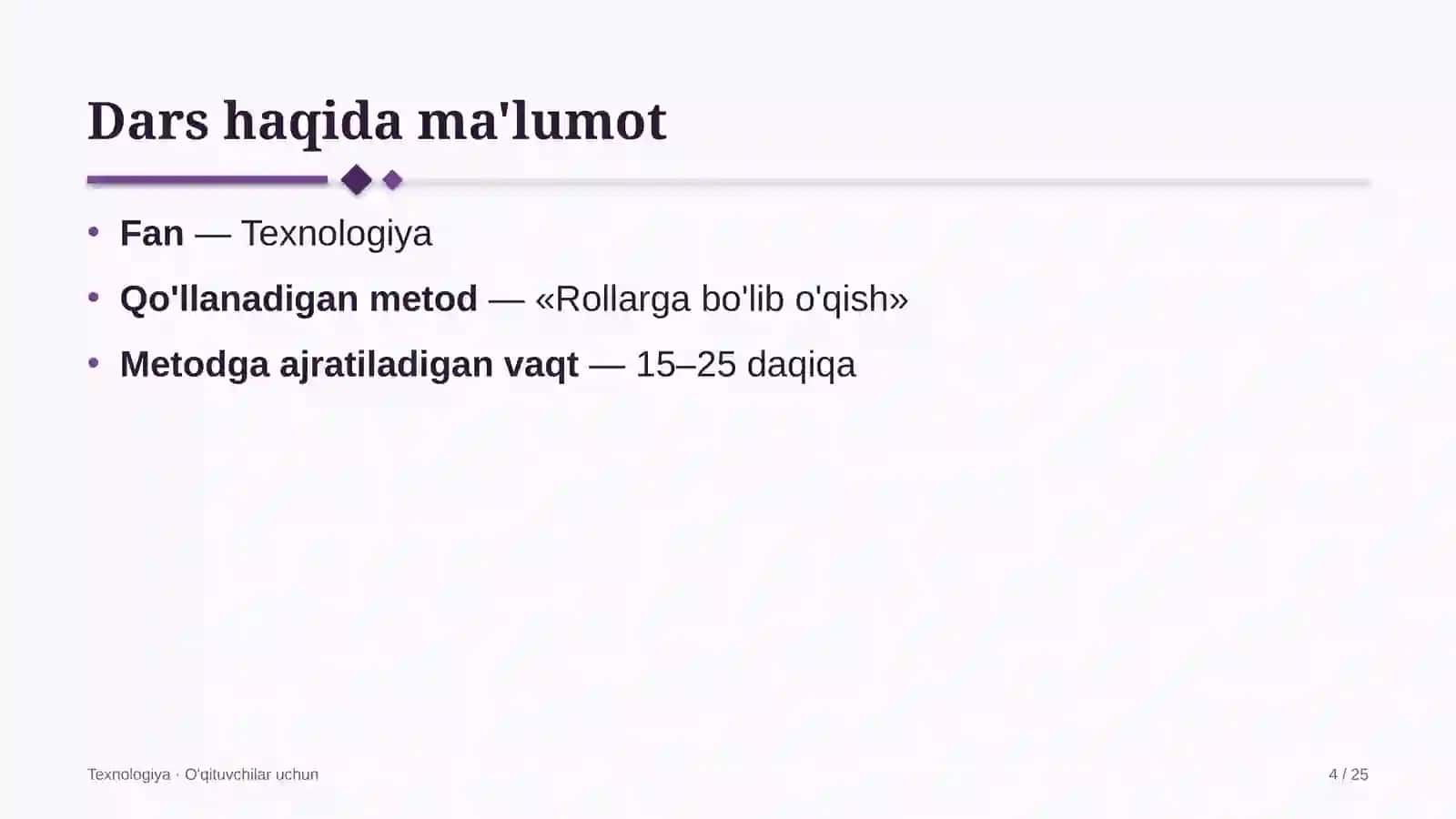 texnologiya darslarida rollarga bo'lib o'qish metodidan foydalanish 3498 4
