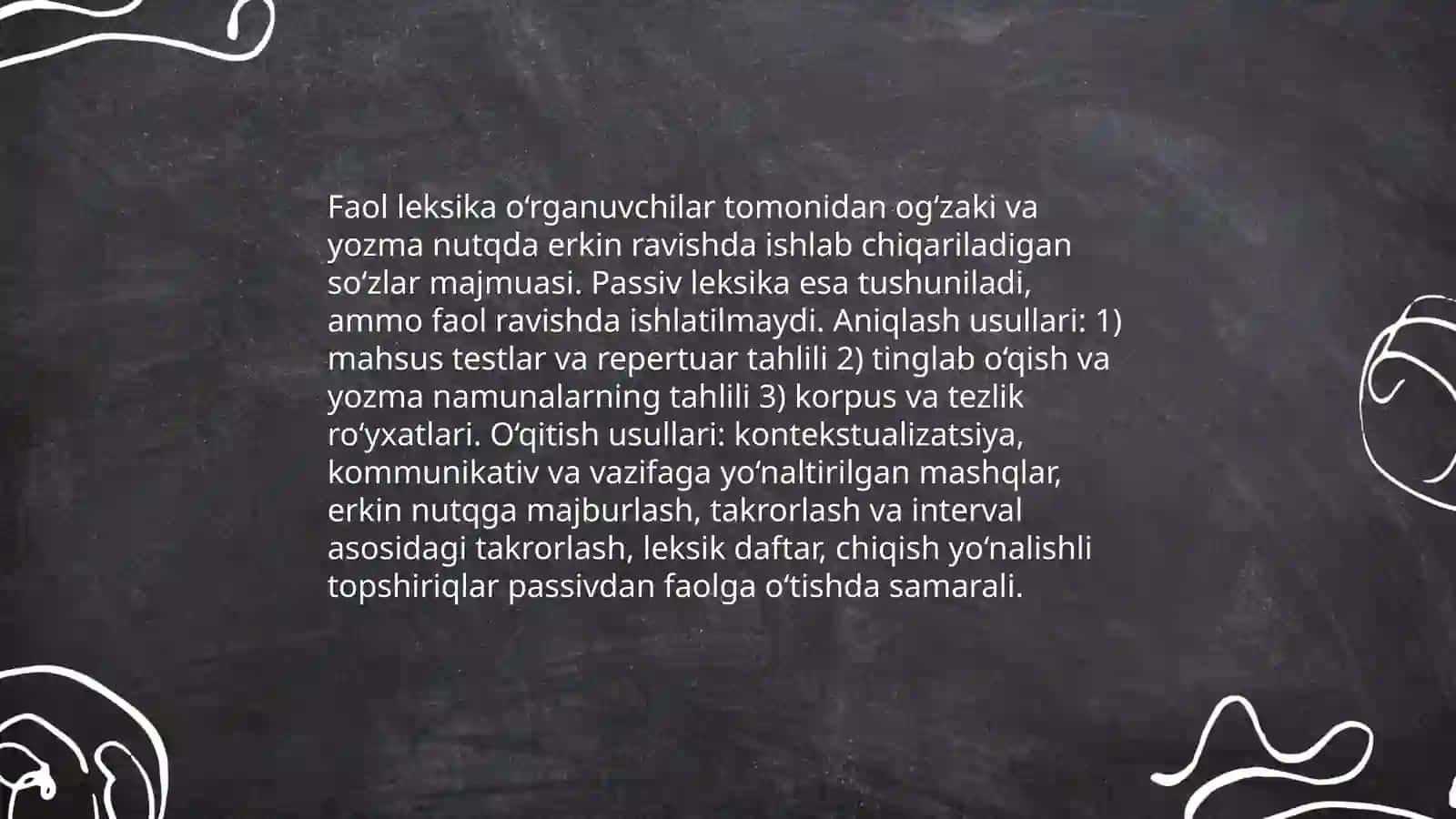 Chet tilida nutq faoliyati turlarini oʻrgatish (leksika tushunchasi) 4