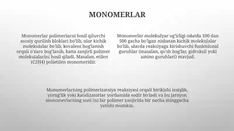 Polimerlarning molekulyar tuzilishi 4