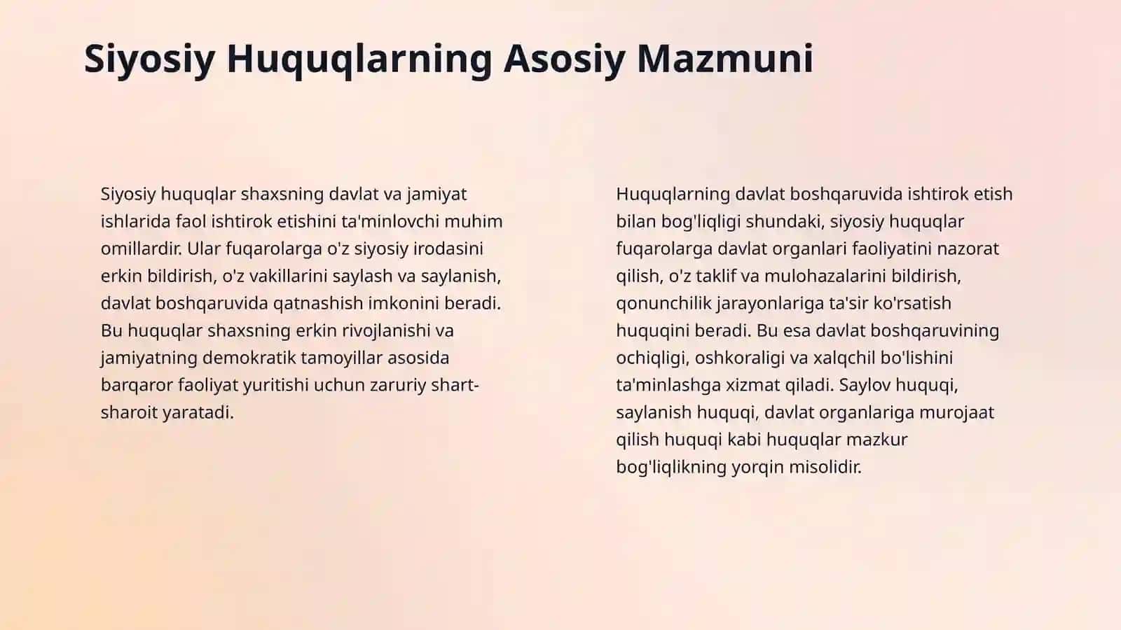 Siyosiy huquqlar mazmuni va turlari 4