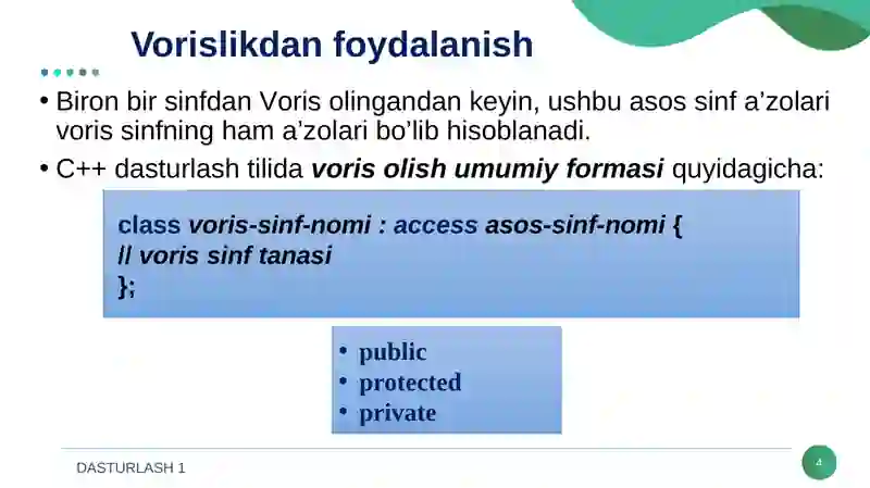 SINF XUSUSIYATI VA VORISLIK 4