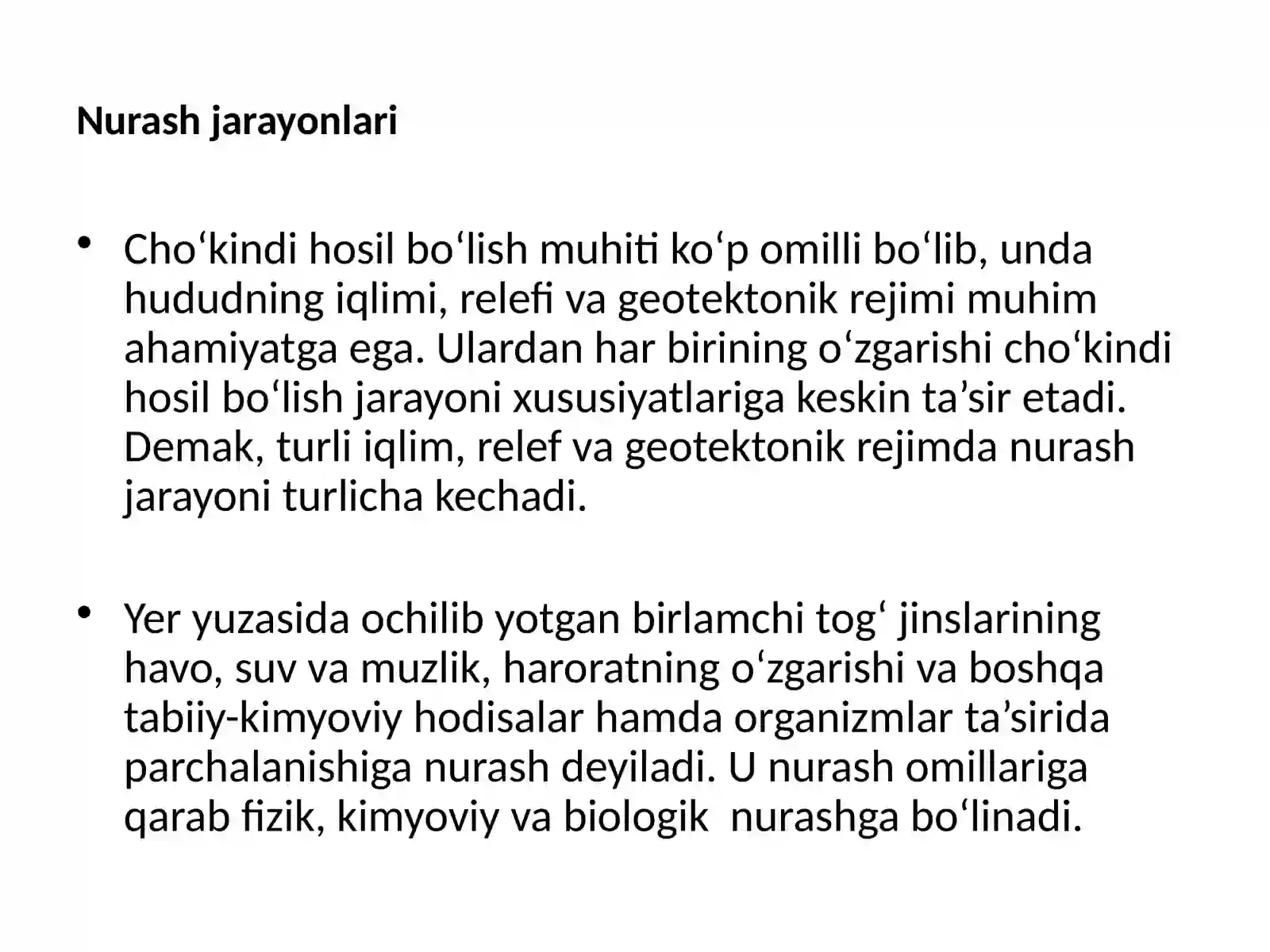 Katta iqlim o’zgarishi munosabati bilan ekzogen geologik sharoitlarni rivojlanishini bashorat qilish 4