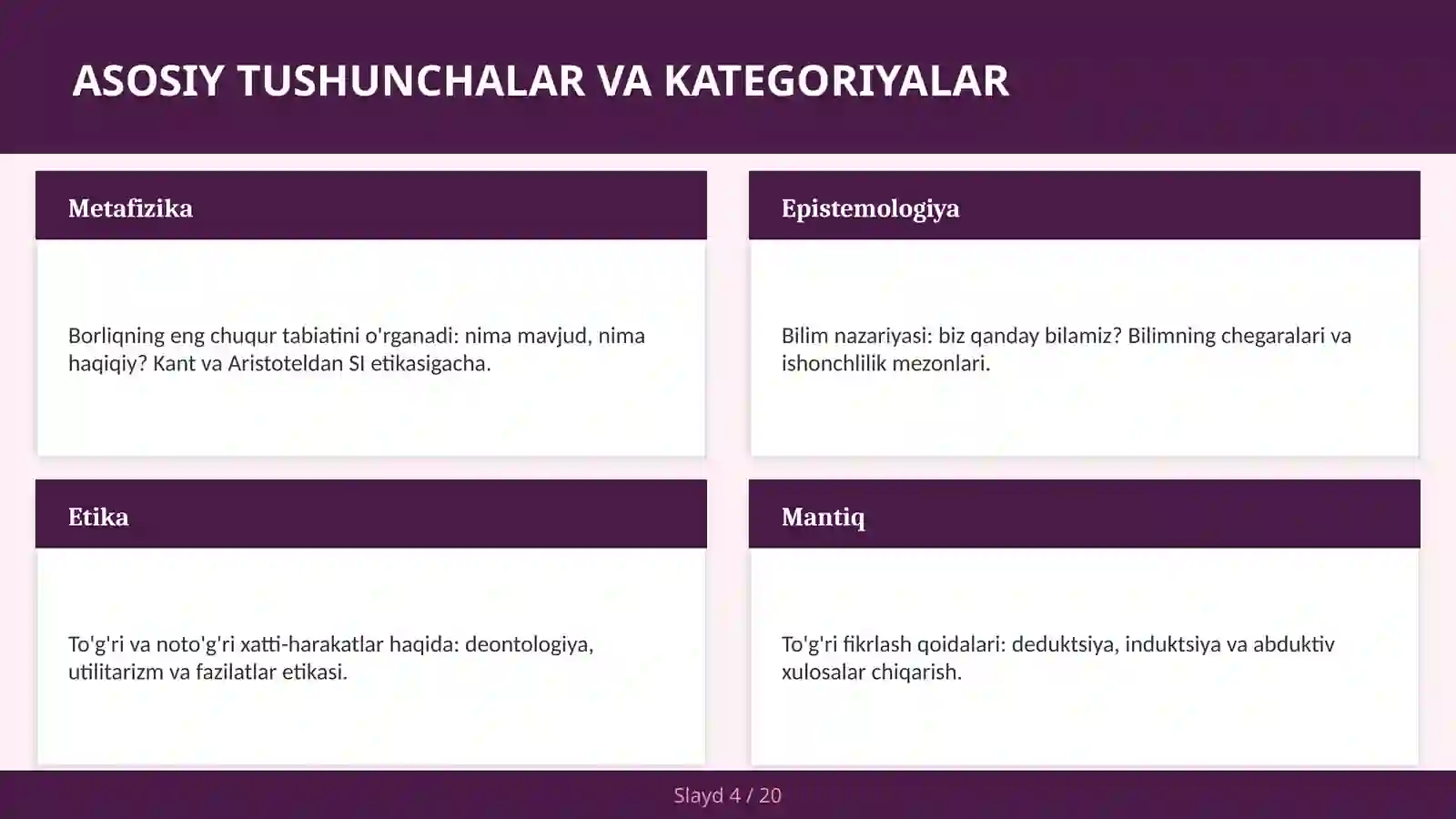 ZAMONAVIY FALSAFA YO'NALISHLARI 4
