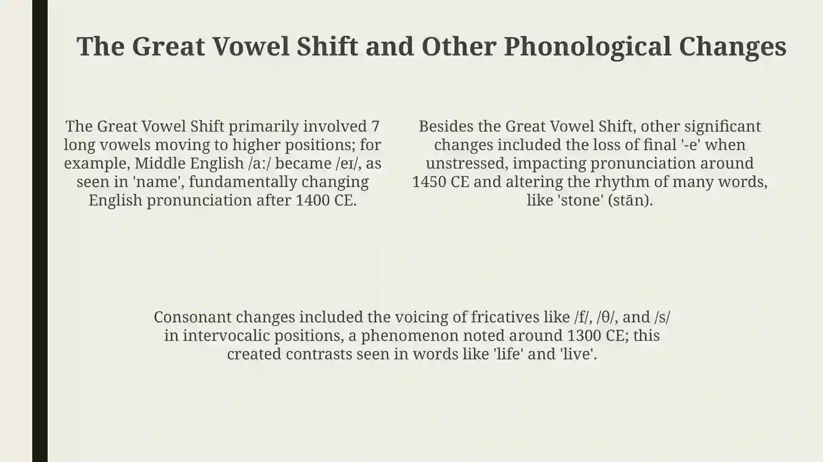 Middle english period,Phonentic and lexics 4