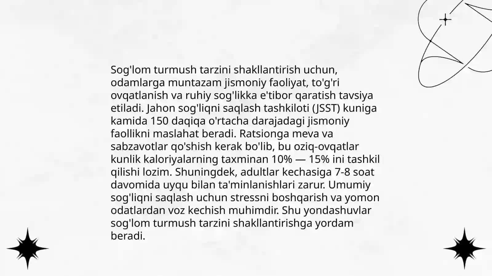 Inson sog'lig'ini yaxshilash odamlarning jismoniy faolligini oshirish bo'yicha JSST ning global harakatlar rejasi 4