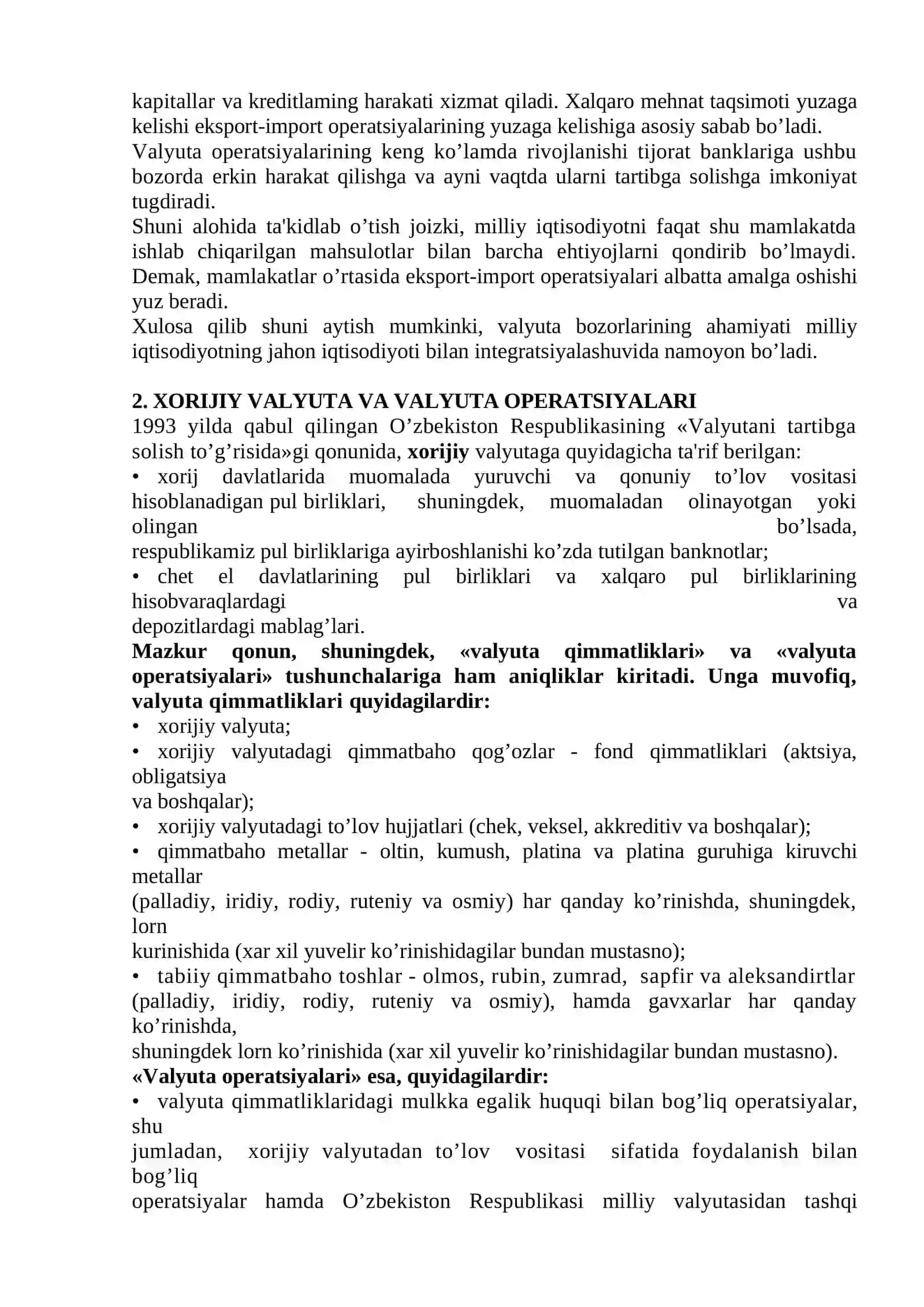 Valyuta bozori va valyuta operatsiyalarining xalqaro moliya munosabatlartdagi ahamiyati 4