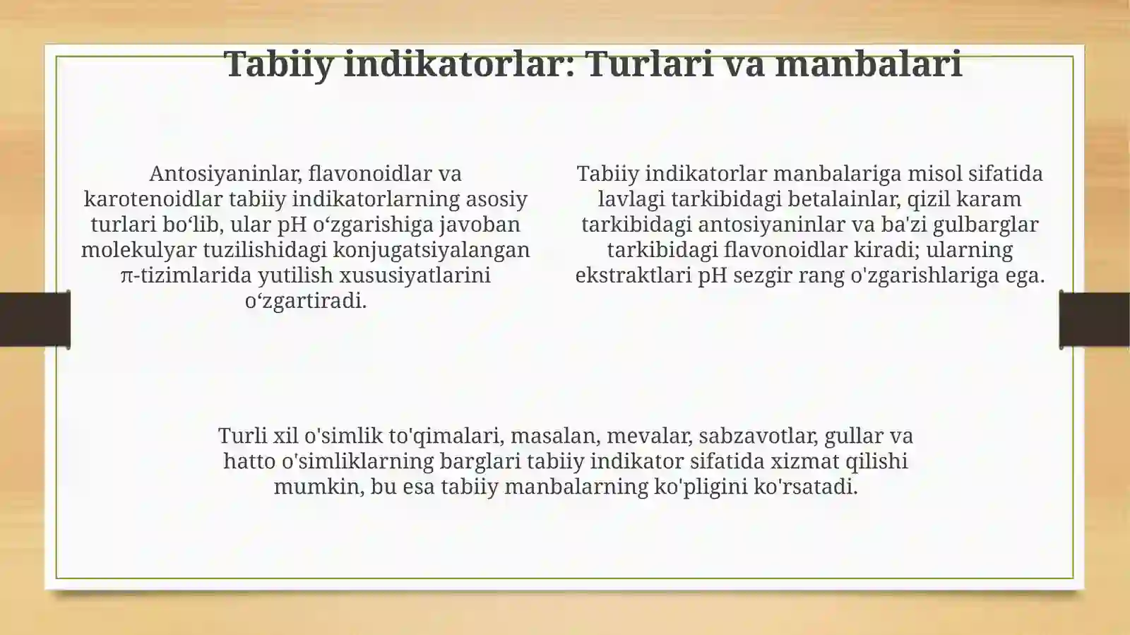 Tabiy indikatorlar: Ta'rif va xususiyatlar 4