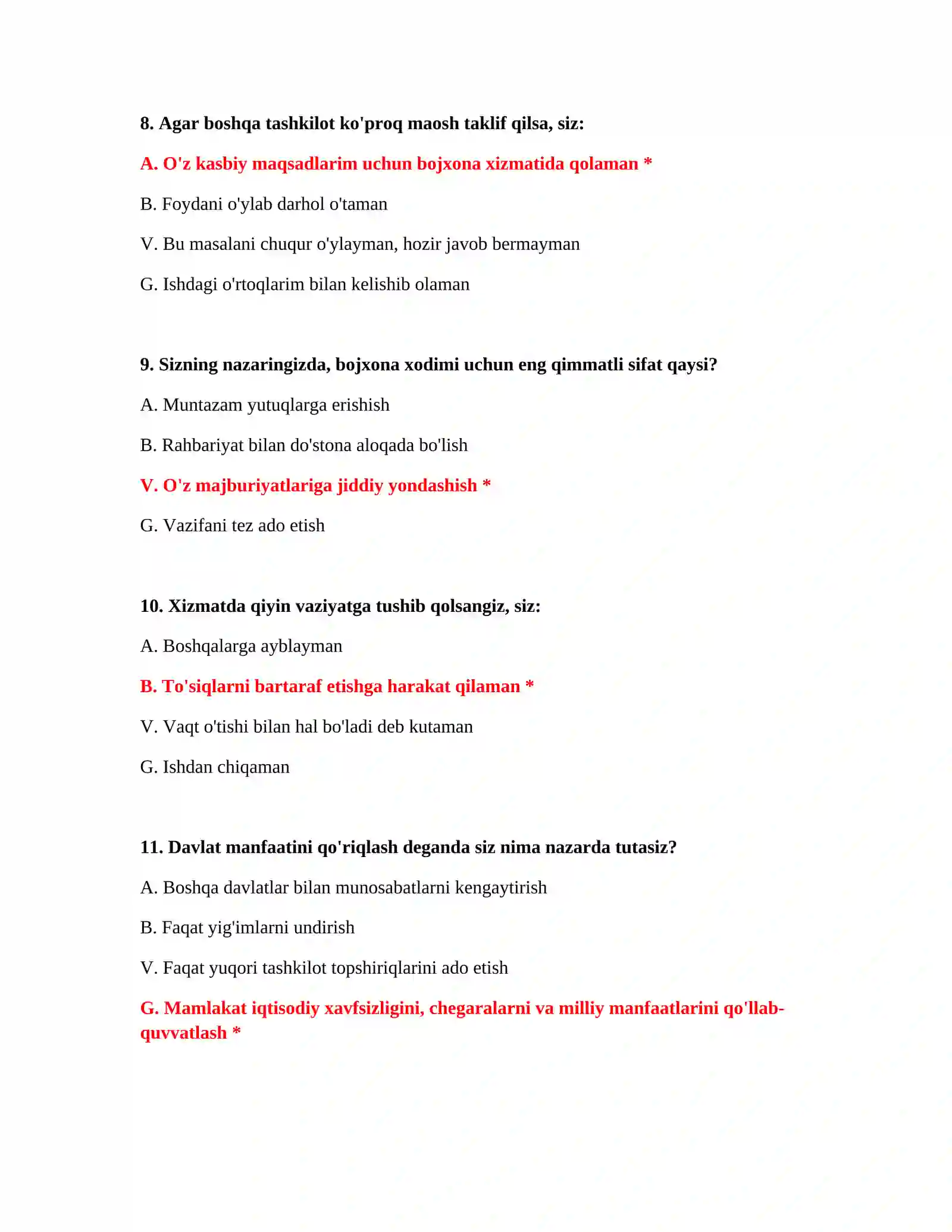 Bojxona rasmiylashtiruvi test savollari 4