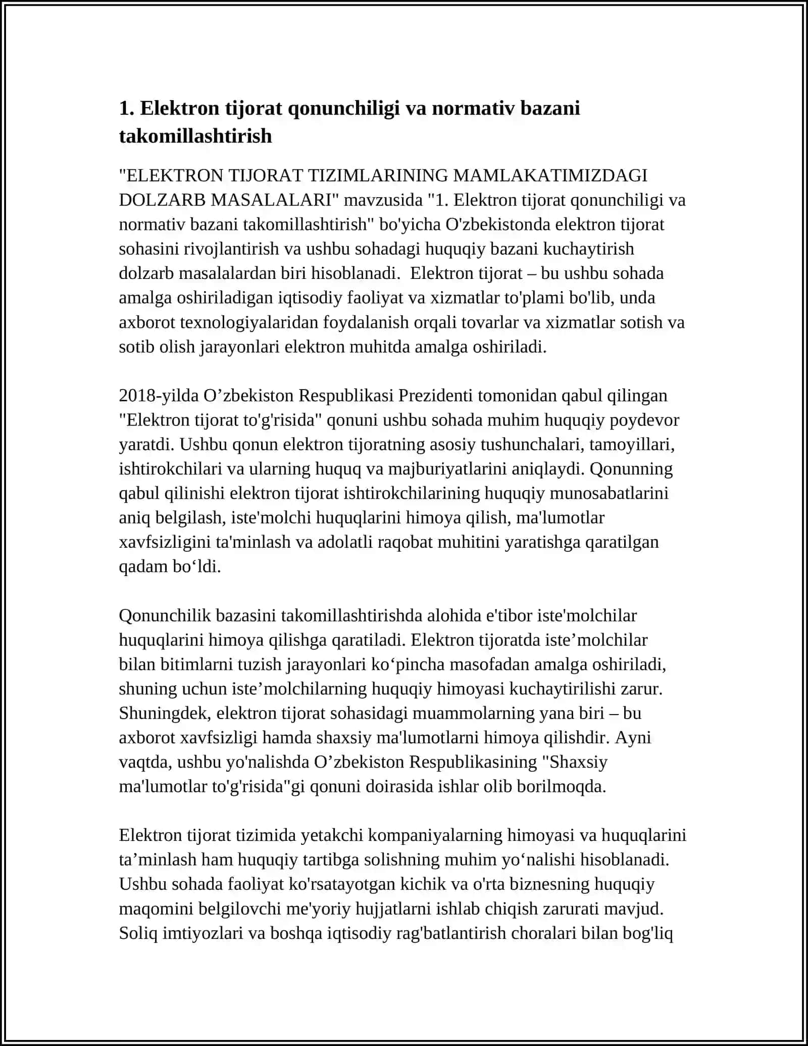 ELEKTRON TIJORAT TIZIMLARINING MAMLAKATIMIZDAGI DOLZARB MASALALARI 4
