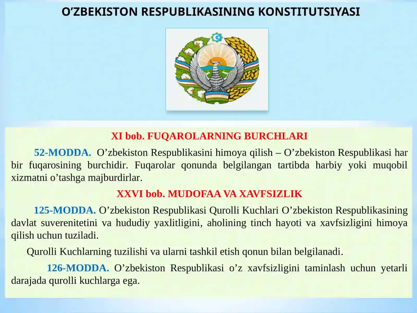 O’ZBEKISTONDA QUROLLI KUCHLAR, ICHKI ISHLAR VA DAVLAT XAVFSIZLIK, FAVQULOTDA VAZIYATLAR XIZMATLARI TIZIMIDAGI ISLOHOTLAR 4