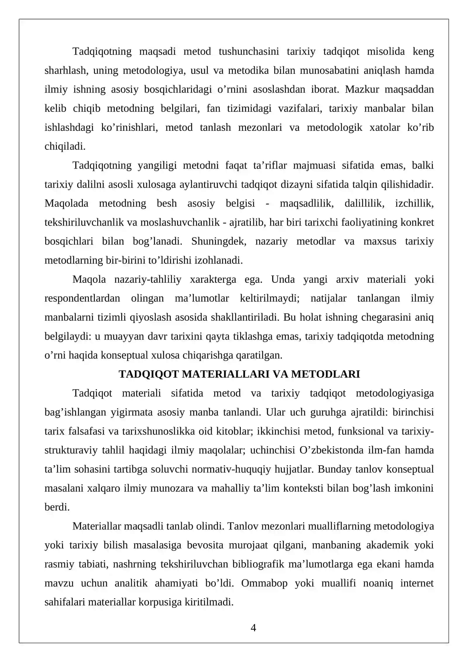 Metod tushunchasi va uning tarifini fandagi o‘rni Maqola loyihasi 4