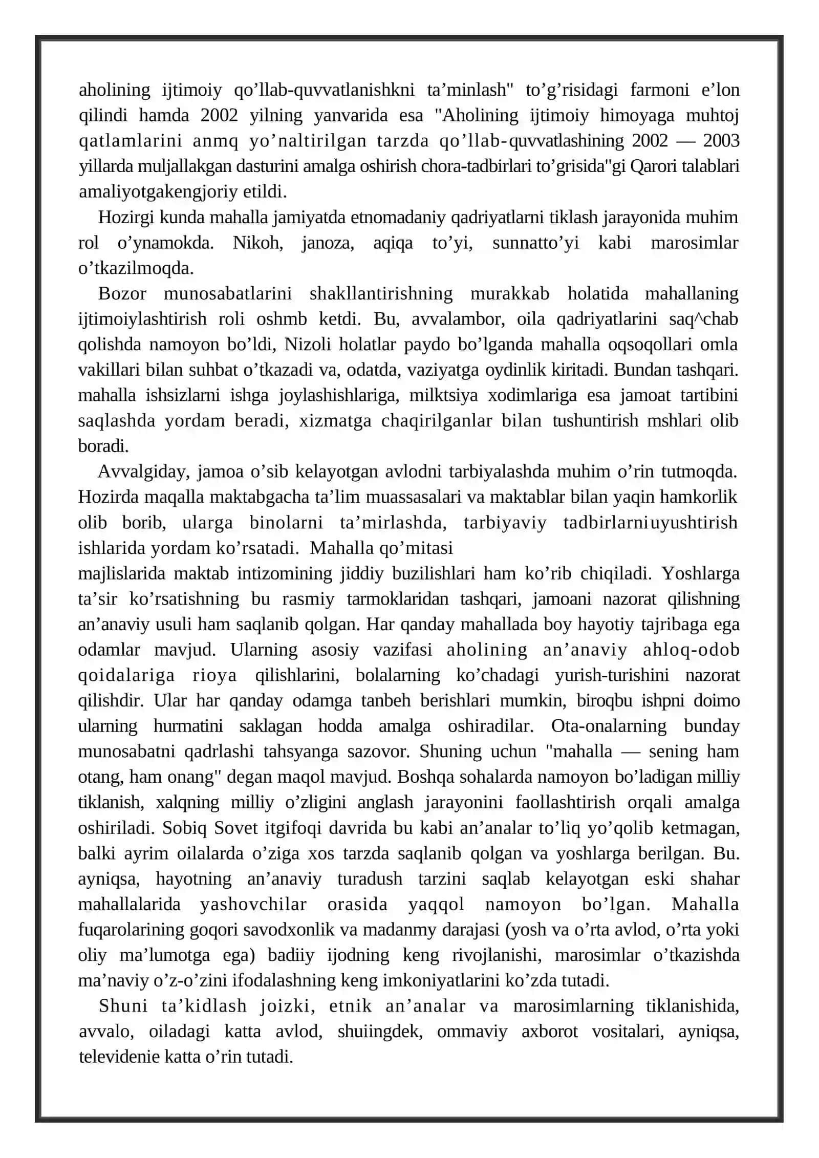 Mahalla — ijtimoiylashuvning an’anaviy omili 4