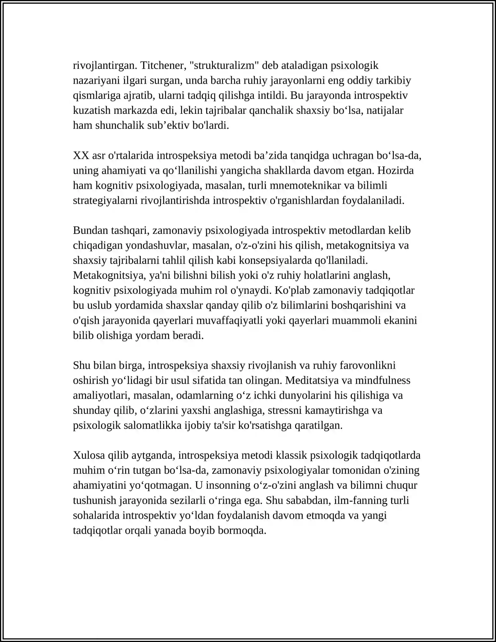 PSIXOLOGIYA FANINING KLASSIK TADQIQOTLARIDA METODIK USLUBLAR 4