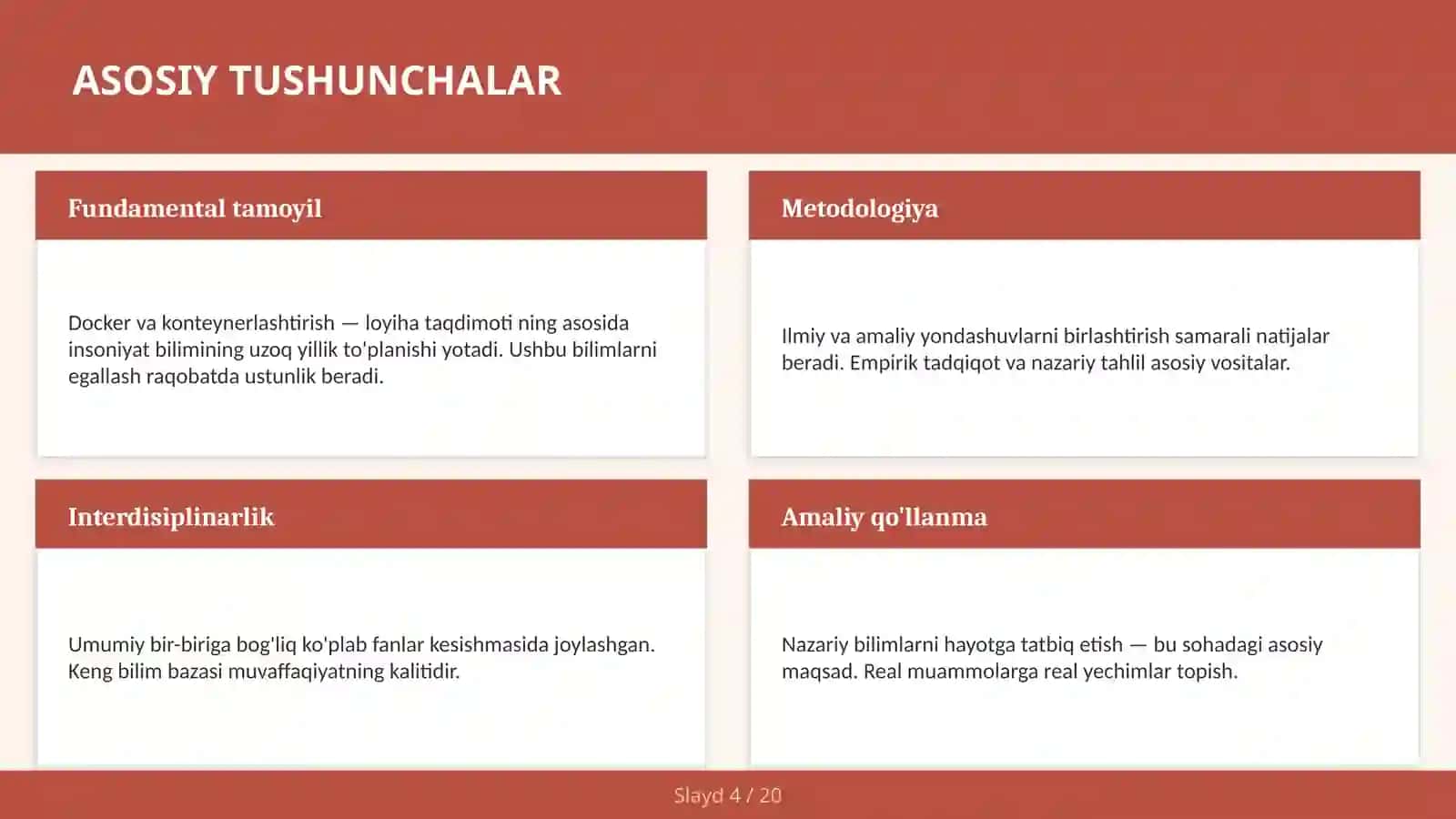 Docker va konteynerlashtirish — loyiha taqdimoti 4