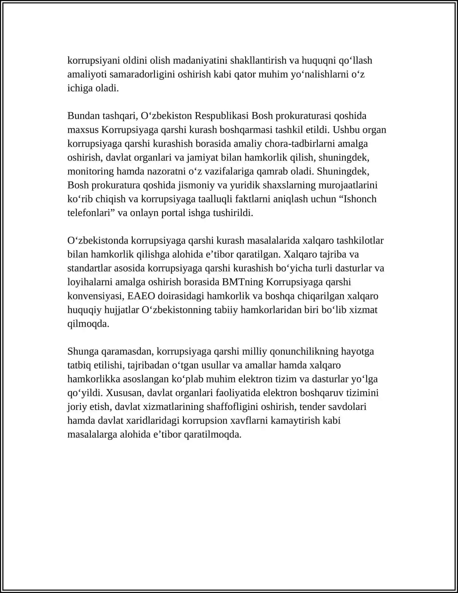 O‘ZBEKISTONDA KORRUPSIYAGA QARSHI KURASHISH MEXANIZMLARI 4