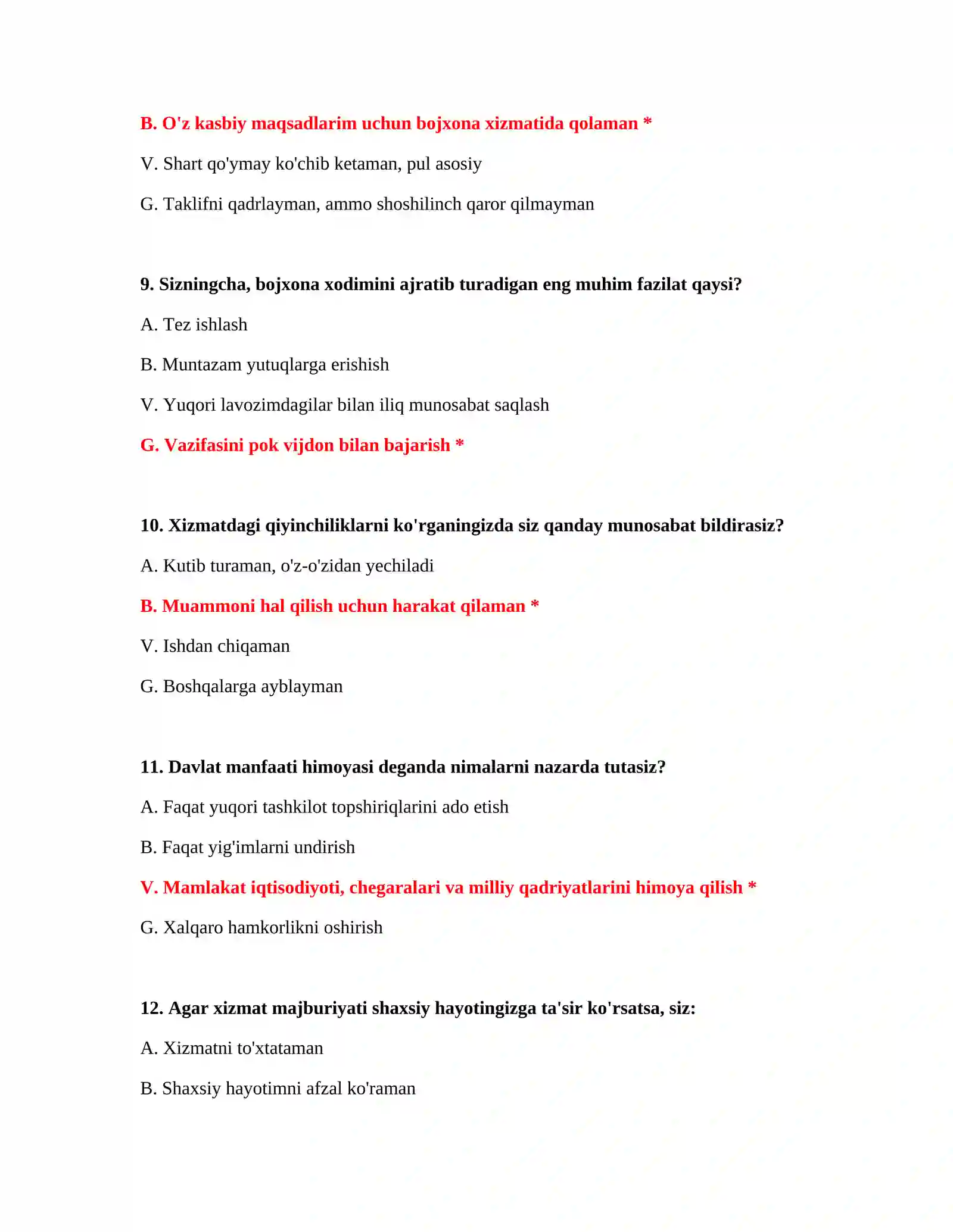 Bojxona ishga kirish 100 ta test 4