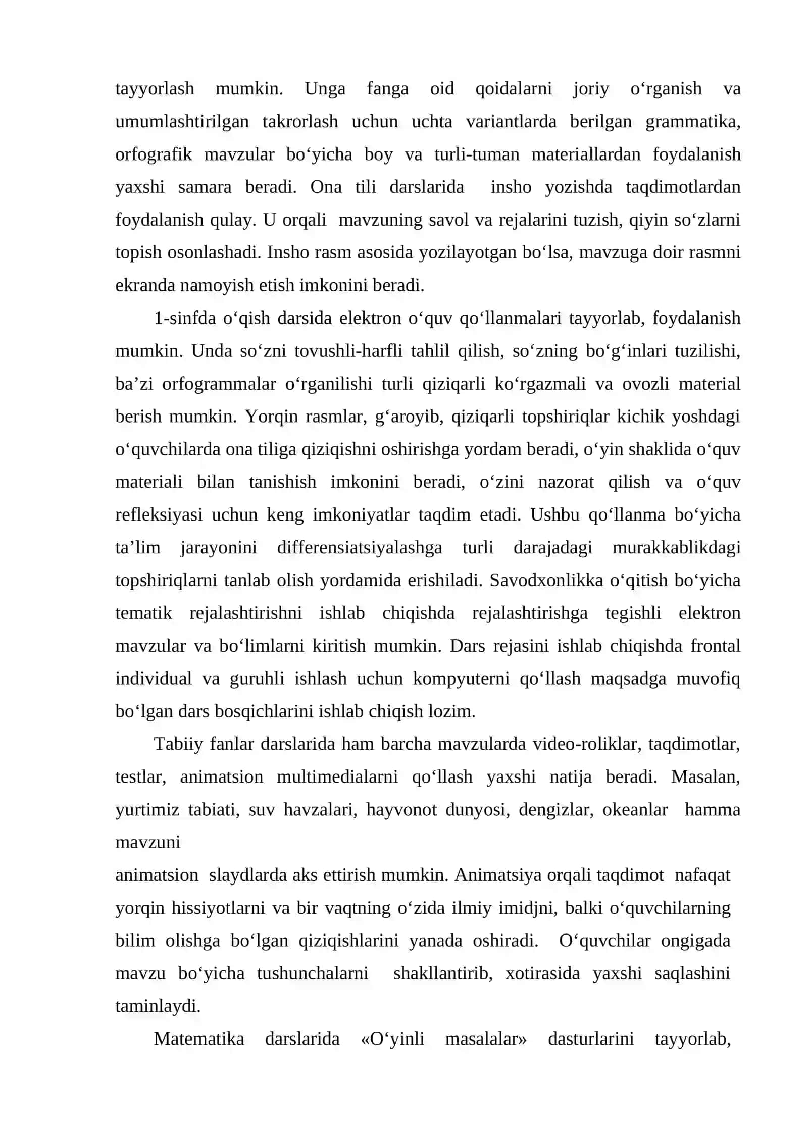 Boshlang'ich ta'limda fanlarni o'qitishda axborot texnologiyalaridan foydalanish 4