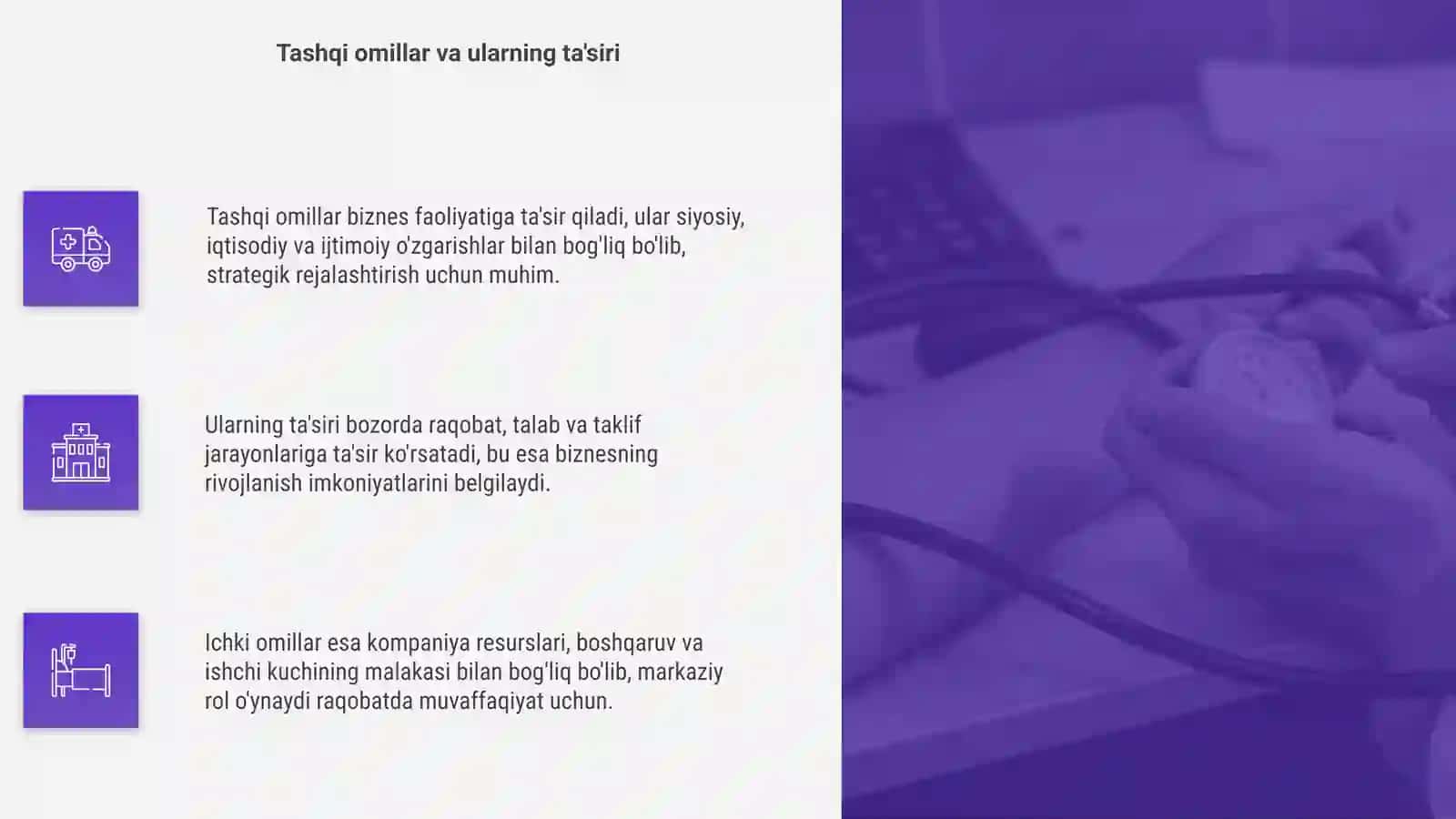Biznes faoliyatiga taʼsir etuvchi ichki va tashqi omillar haqida 4