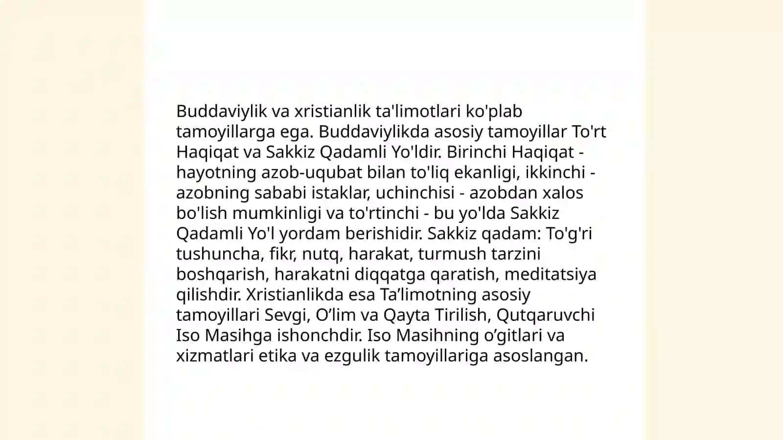Buddaviylik va xristianlik dinining jamiyatdagi oʻrni 4