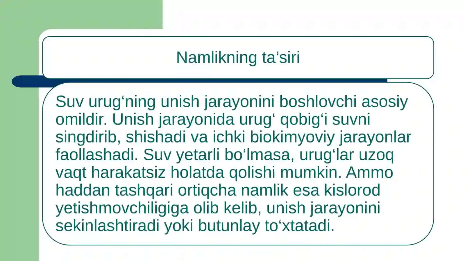 O'simlik urug'larining unishiga tashqi muhit omillarining ta’sirini o'rganish 4