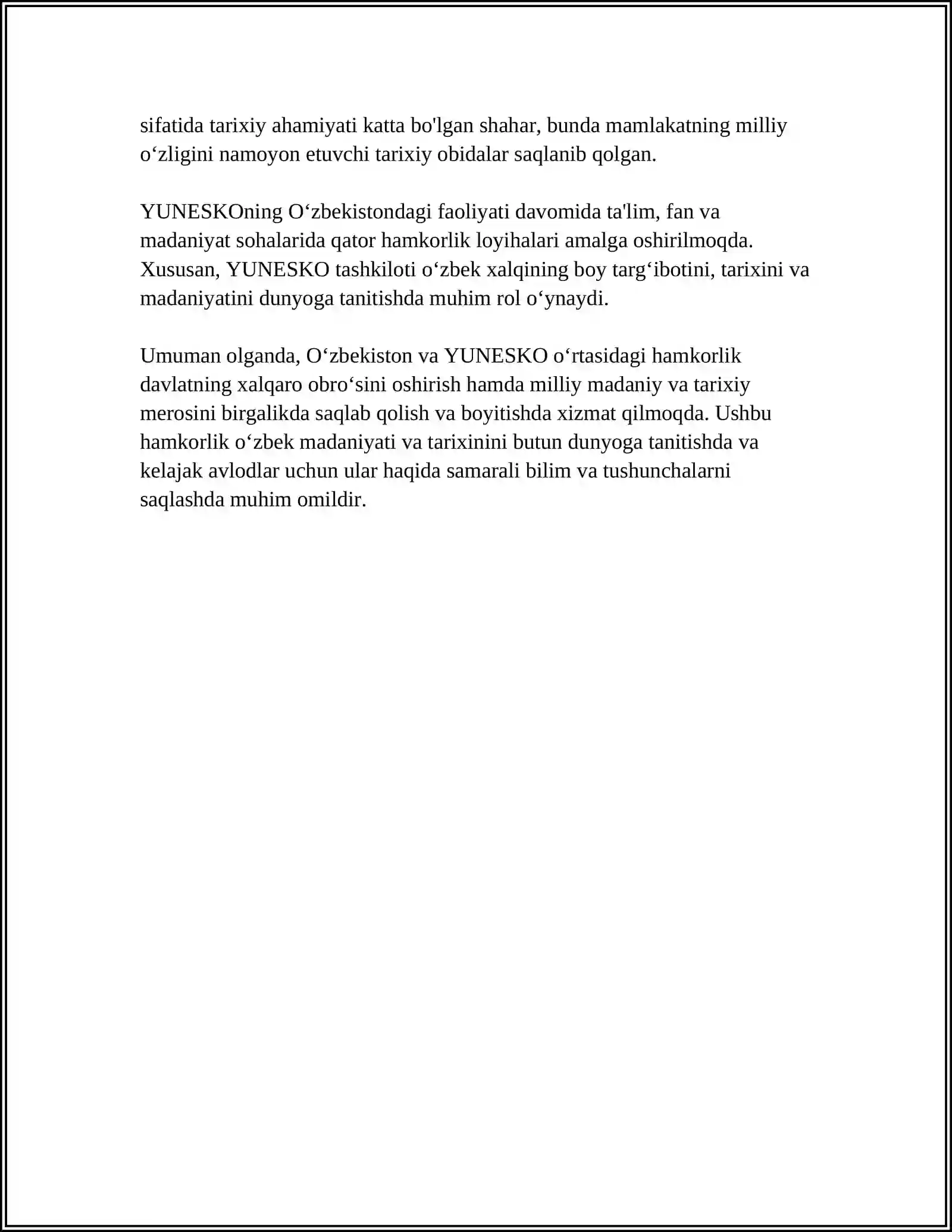 O'ZBEKISTON VA YUNESKO O'RTASIDAGI MUNOSABATLAR 4